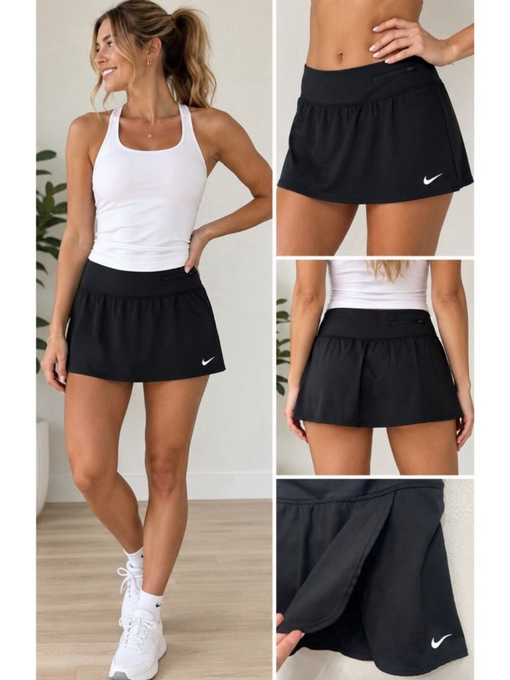 Nike Mini Golf Performance Skirt Skort Women Large Black Tennis Pickleball